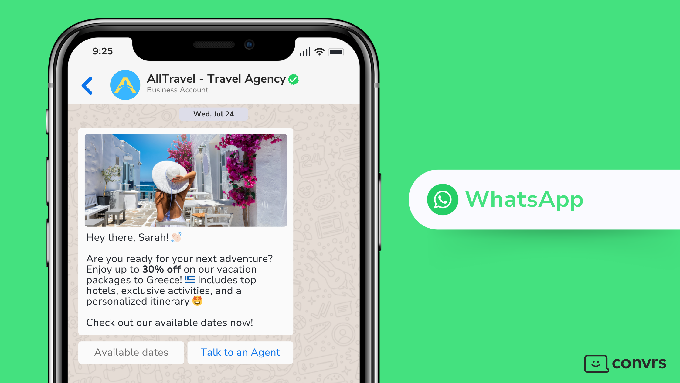 Travel agency using WhatsApp for tourism marketing showcasing special promos for tour packages